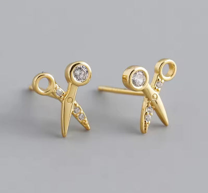 Scissors Hairdresser Stud Earrings Silver / Gold