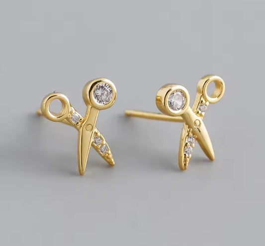 Scissors Hairdresser Stud Earrings Silver / Gold