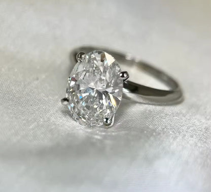 Oval Cut Moissanite Womens Engagement Ring Silver
