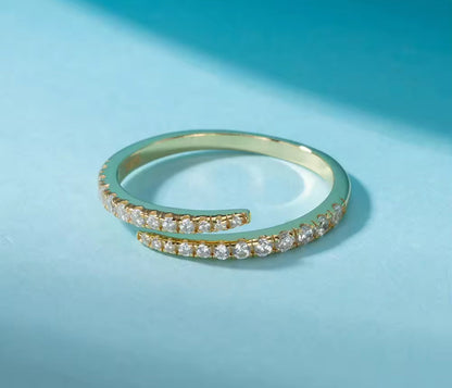 Adjustable Silver / Gold Round Cut Eternity Ring