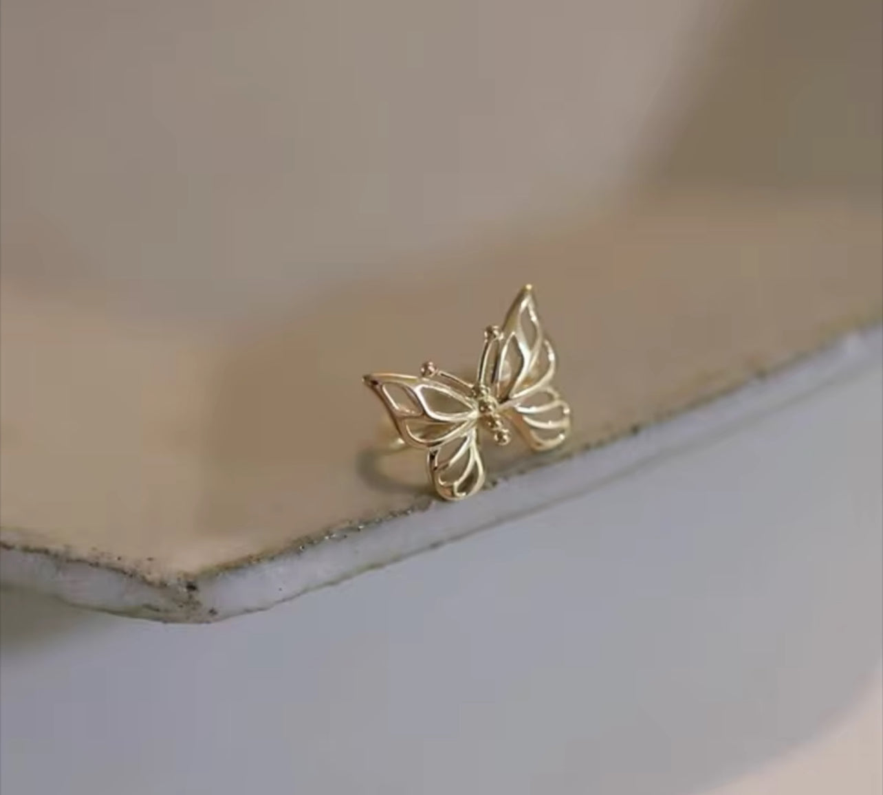 9K Solid Gold Butterfly Ear Cuff Earrings