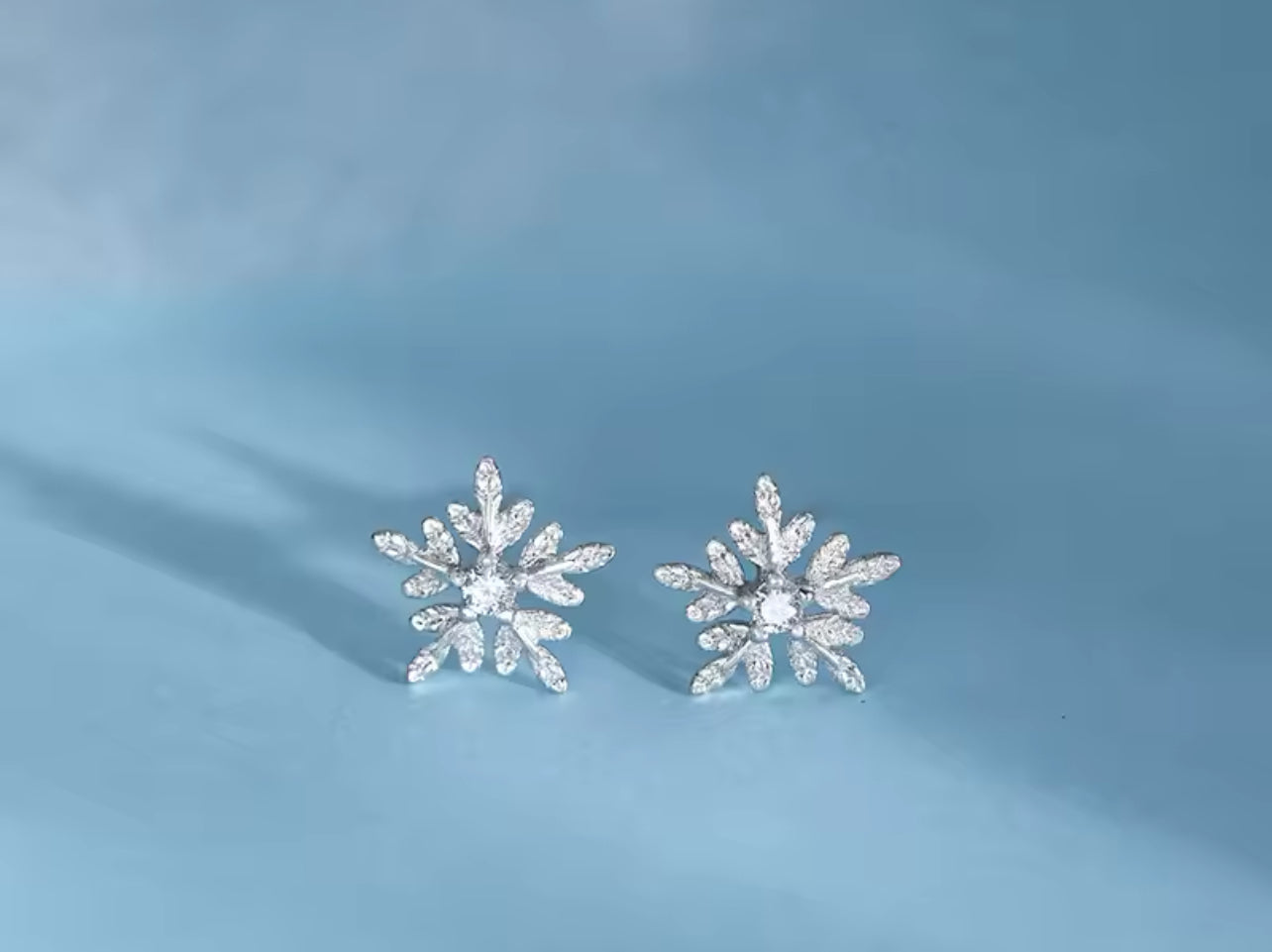 Sterling Silver Snowflake Christmas Stud Earrings