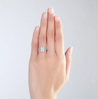 3 Carat Lab Diamond Silver Princess Cut Engagement Ring