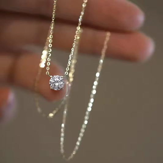 Gold Round Cut Pendant Womens Necklace