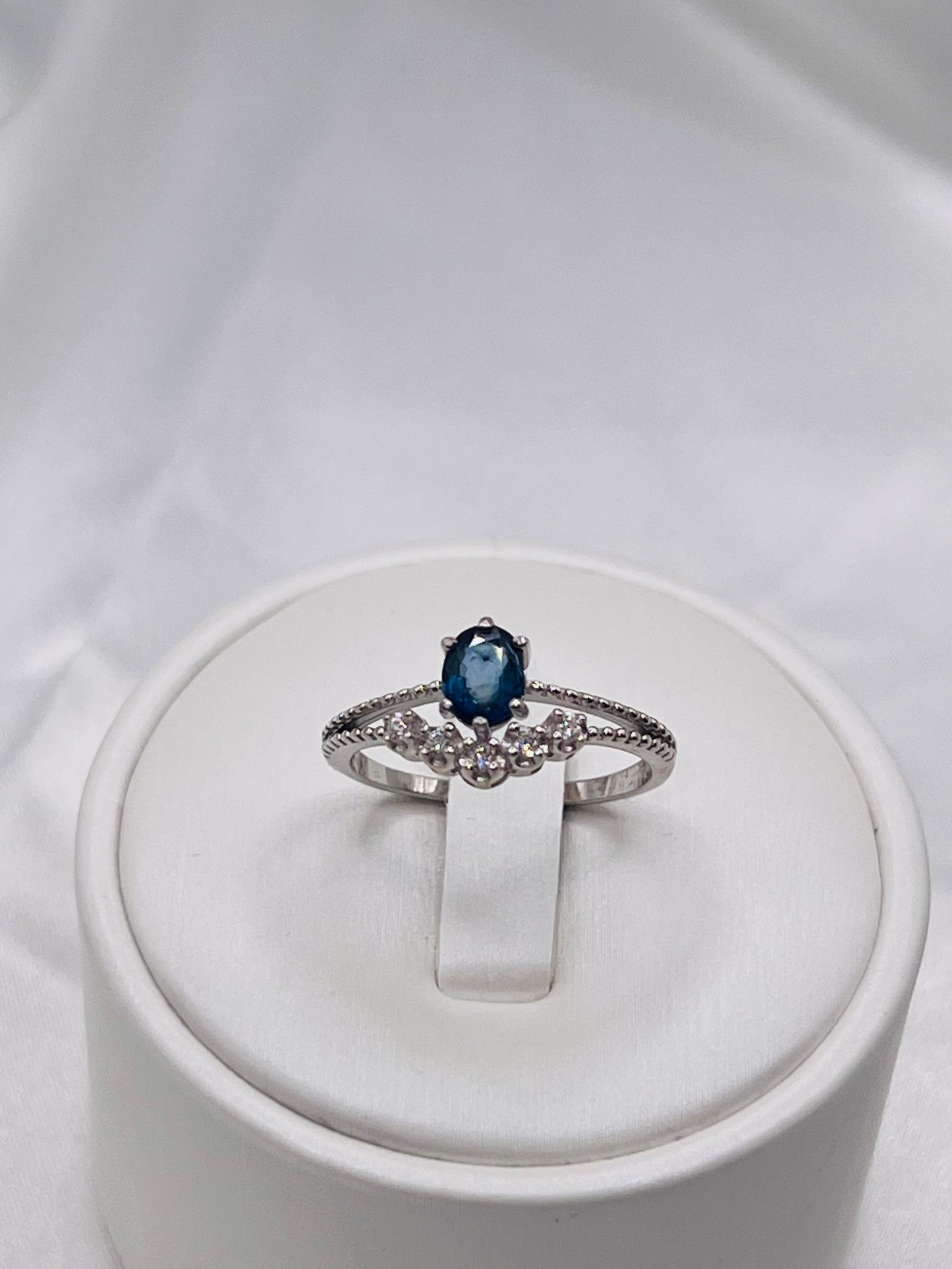 Oval Cut Natural Blue Sapphire Engagement Ring