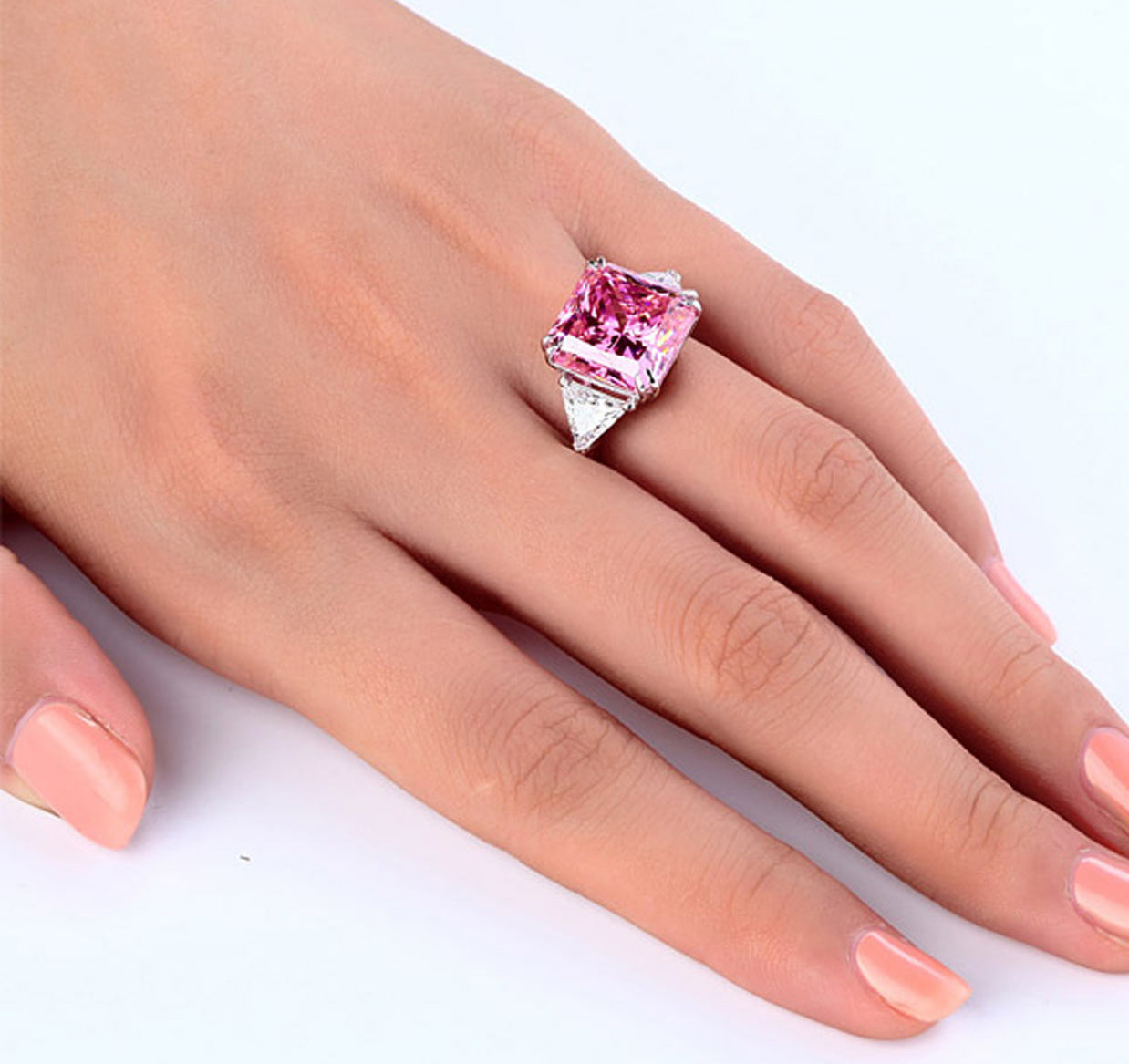 8 Cart Pink Lab Diamond Statement Engagement Ring