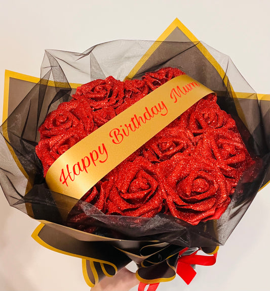 Glitter Rose Personalised Flower Bouquet Gift