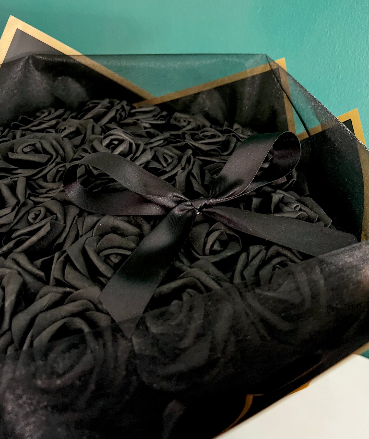 Handcrafted Black And Gold Eternal Rose Flower Bouquet