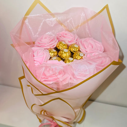 Pink Ferrero Rocher Small Chocolate Rose Bouquet Gift