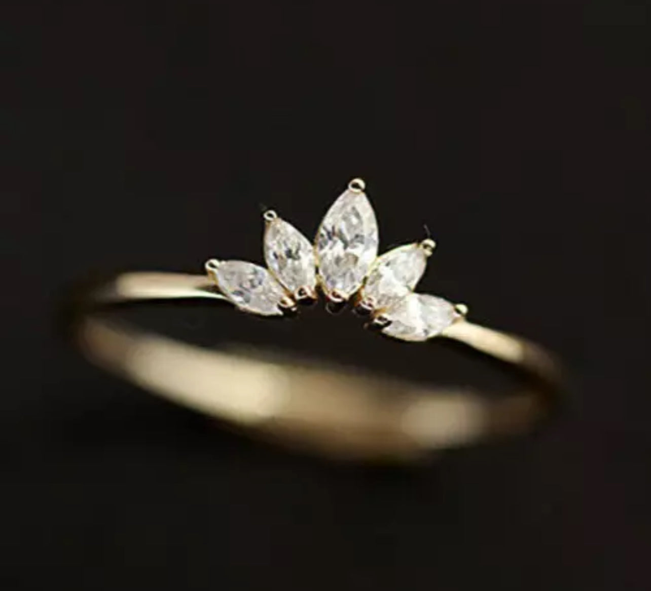 Gold Marquise Cut Womens Adjustable Ring