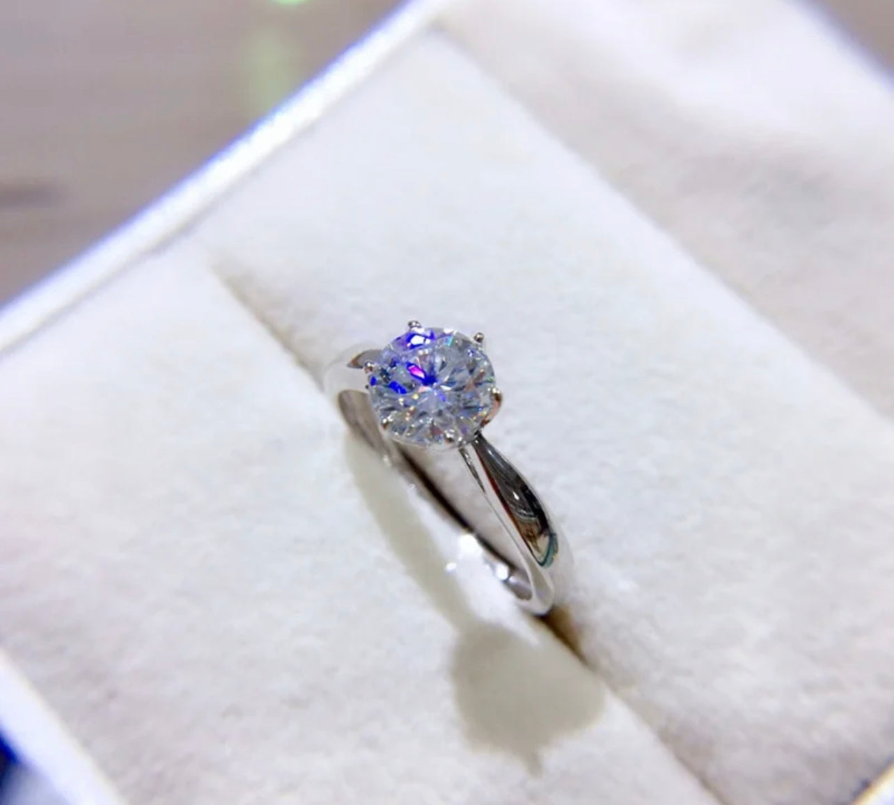 1 Carat Moissanite Sterling Silver Engagement Ring