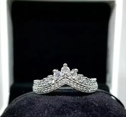 Princess Tiara Moissanite Women’s Silver Engagement Ring