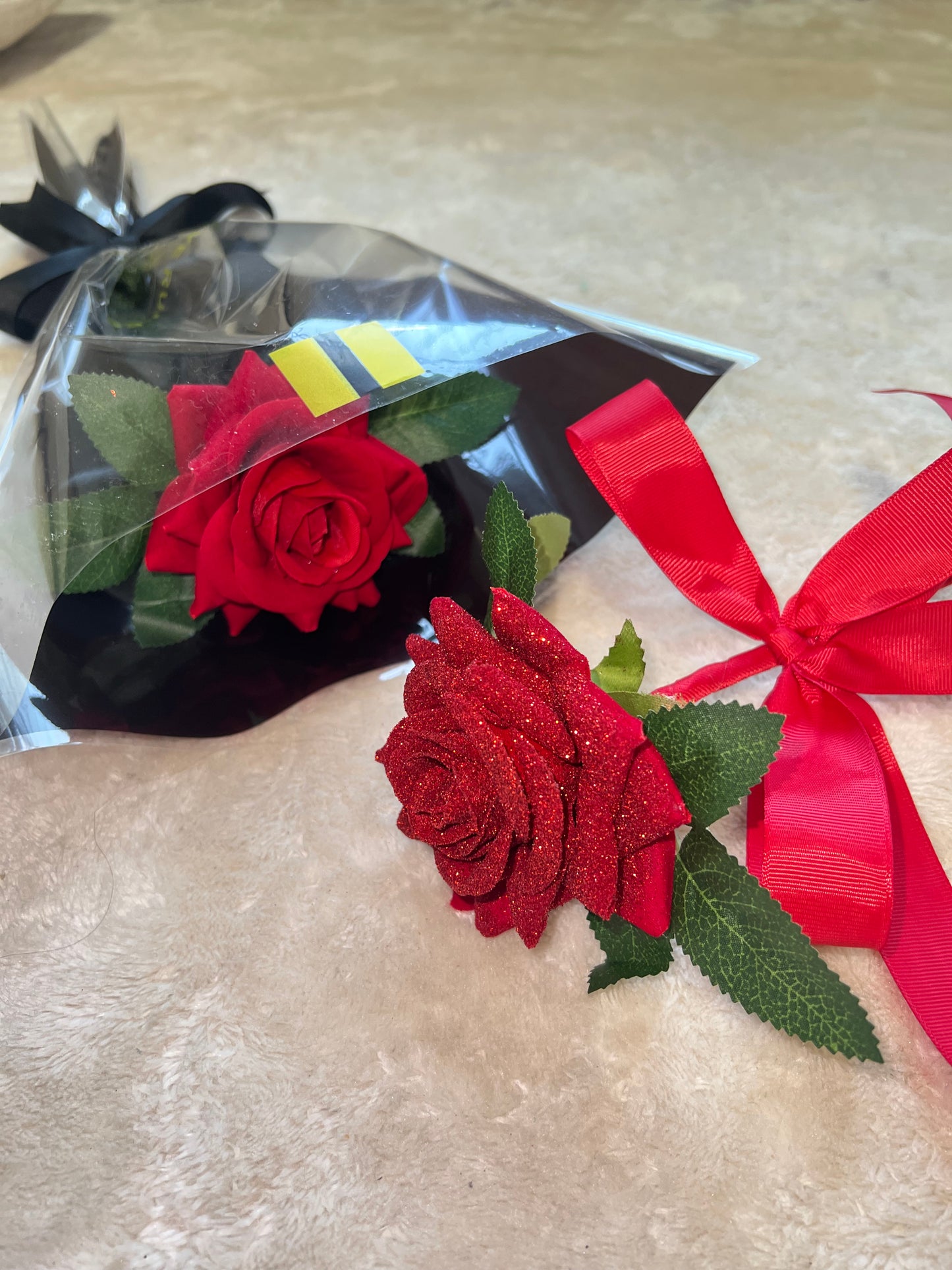 Eternal Single Red Glitter Rose Small Bouquet Valentines