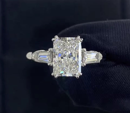 Radiant Cut Full Moissanite Womens Engagement Ring