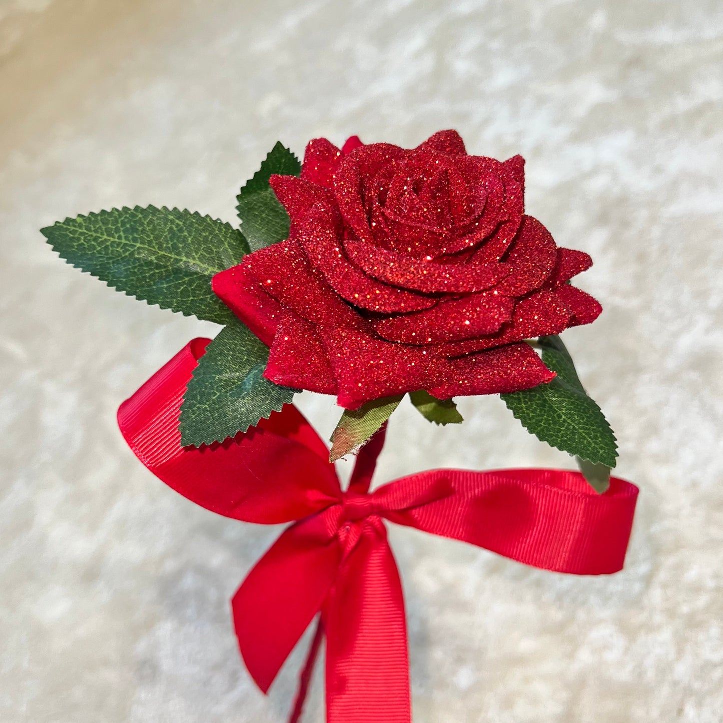 Eternal Single Red Glitter Rose Small Bouquet Valentines