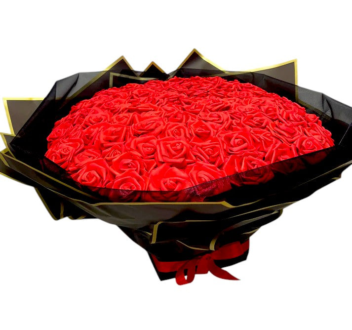 Luxury 100 Red Roses Flower Bouquets Gift - Blooming Gifts