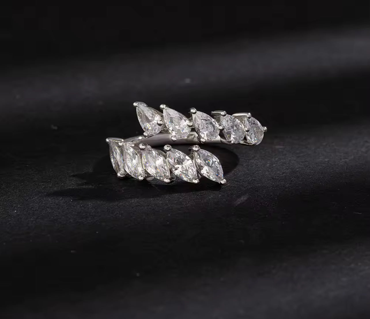 Adjustable Silver / Gold Marquise Cut Eternity Ring