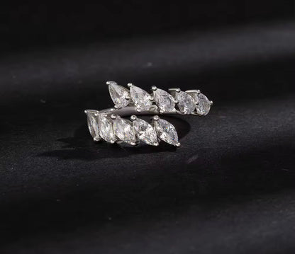 Adjustable Silver / Gold Marquise Cut Eternity Ring