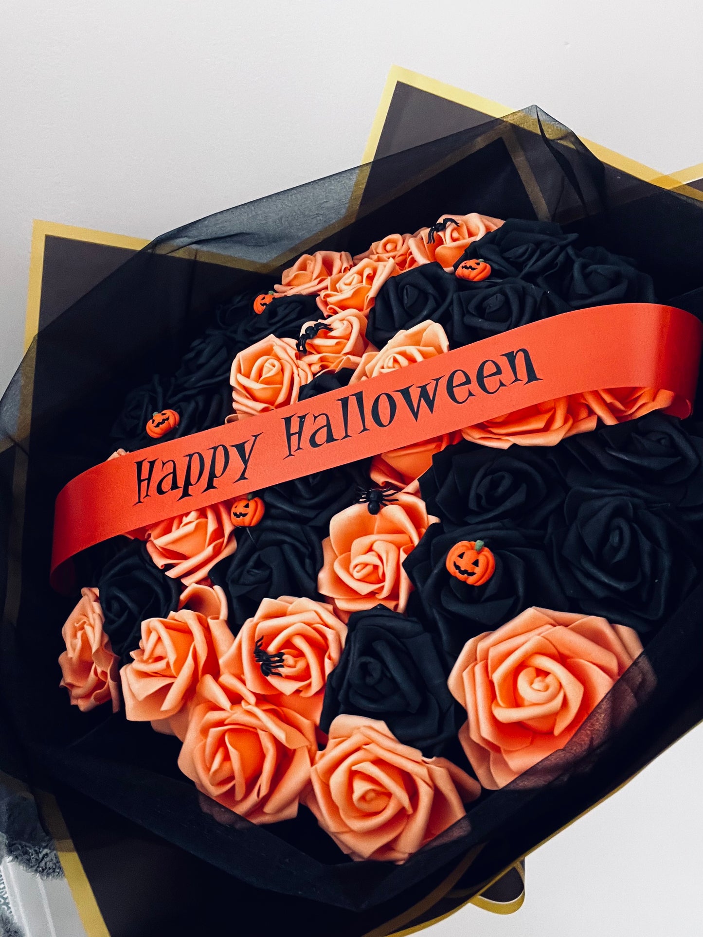 Happy Halloween Pumpkin / Spider Sash Flower Bouquet