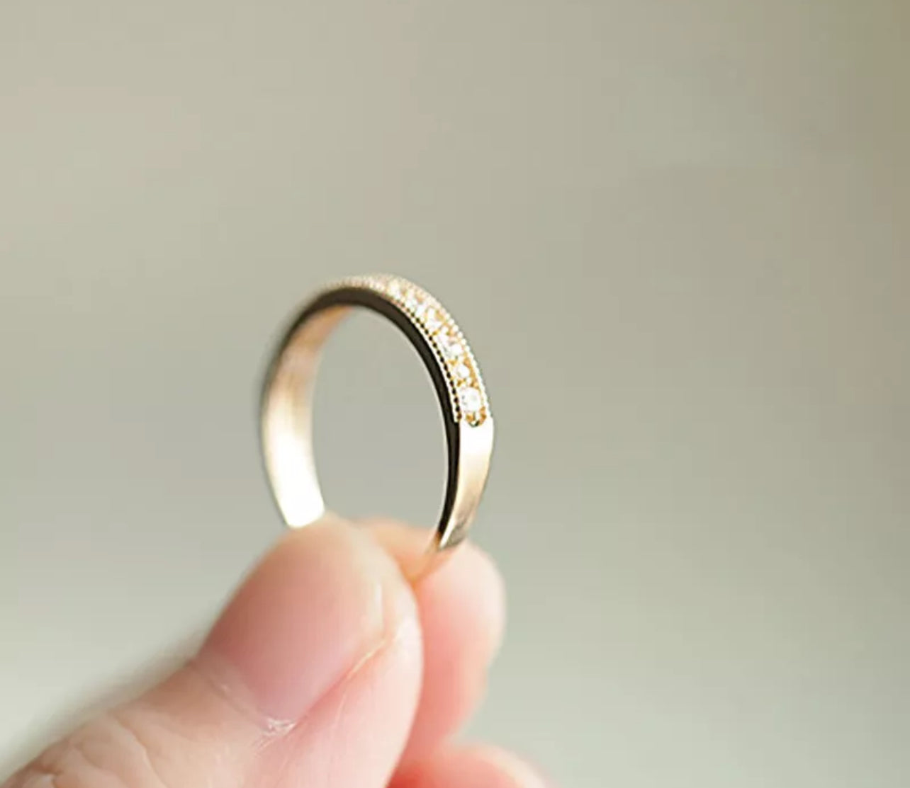 Gold Tone Womens Band Dainty Ring Adjustable