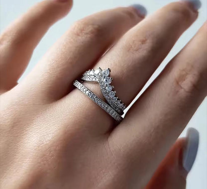 Princess Tiara Moissanite Women’s Silver Engagement Ring