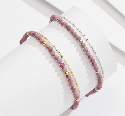 Layered Purple Silver / Gold Mica Chain Anklet