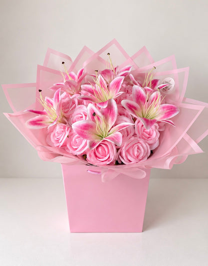 Pink Lily & Rose Flower Box – Personalised Luxury Bouquet
