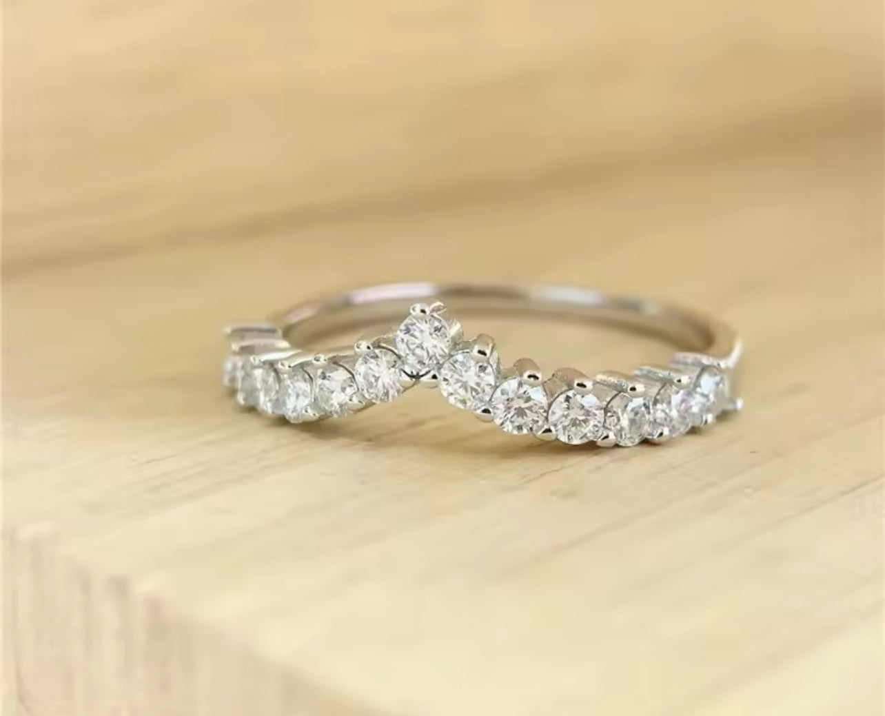 0.5CT V Design Womens Silver Eternity Promise Ring