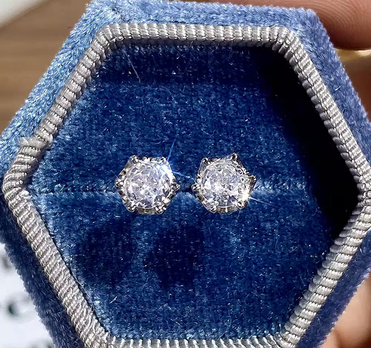 Sterling Silver Round Cut Crystal Stud Earrings