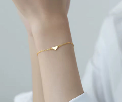 Gold Dainty Love Heart Adjustable Bracelet