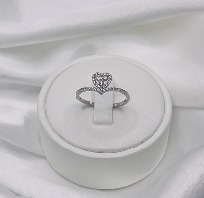 Sterling Silver Dainty Love Heart Womens Ring