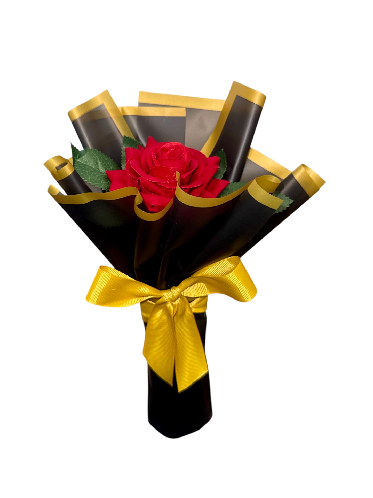 Eternal Single Red Velvet Rose Small Bouquet Valentines Black