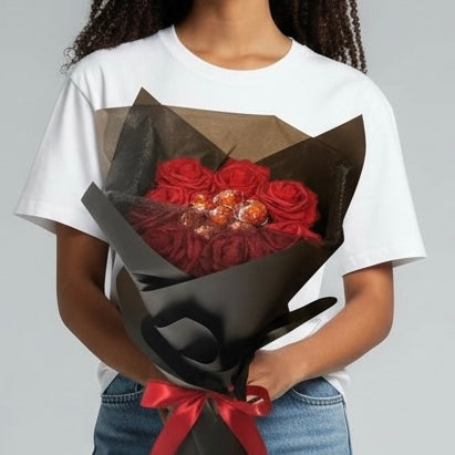 Red Lindor Small Chocolate Rose Bouquet Gift