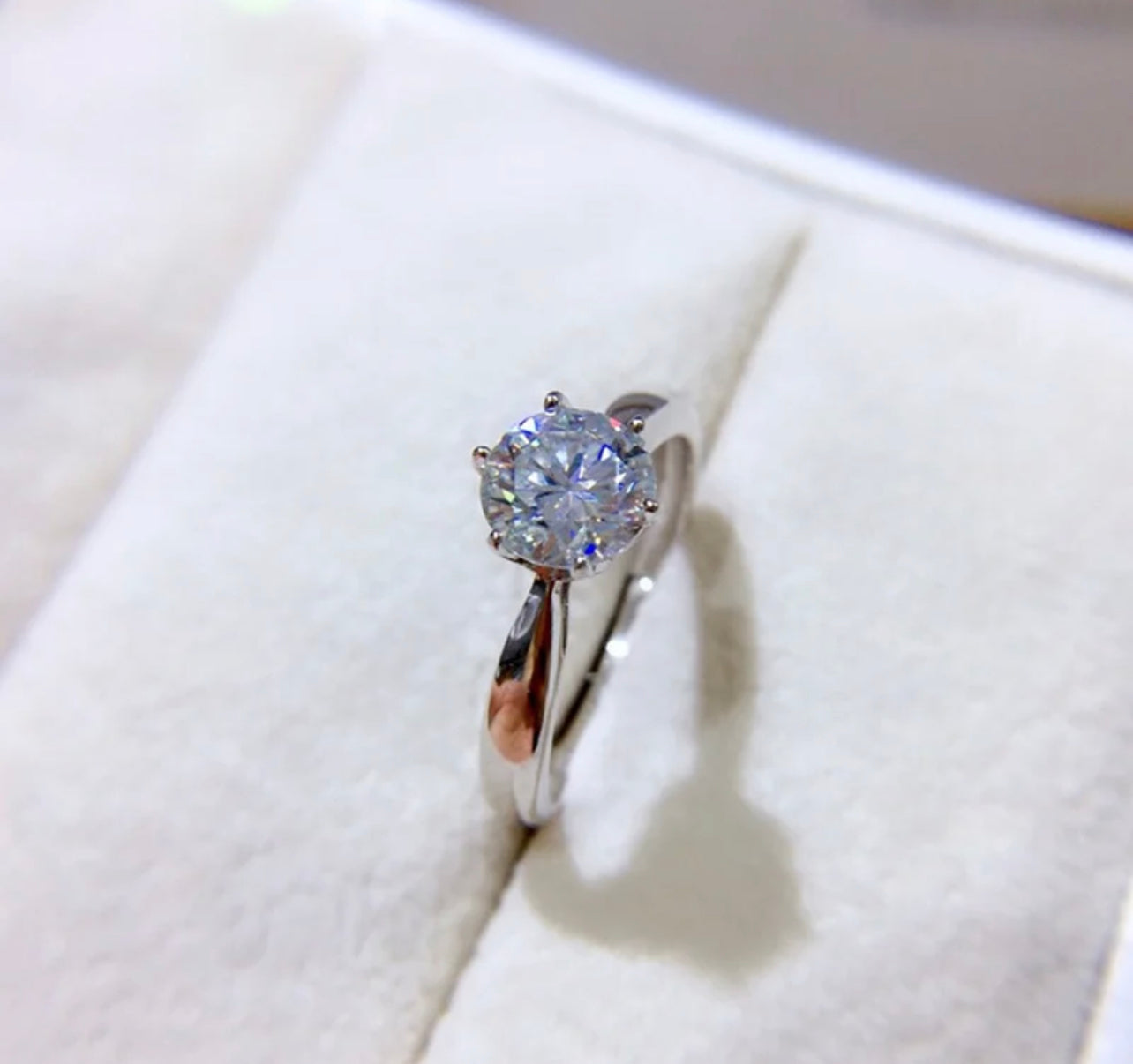 1 Carat Moissanite Sterling Silver Engagement Ring