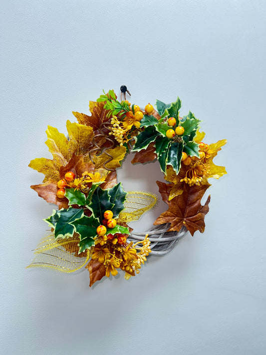 26cm Autumn Style Yellow Berry Wreath