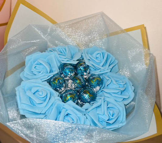 Blue Lindt Small Chocolate Rose Bouquet Gift