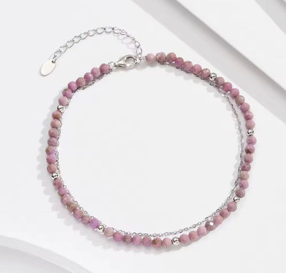 Layered Purple Silver / Gold Mica Chain Anklet