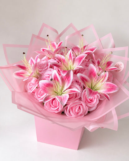 Pink Lily & Rose Flower Box – Personalised Luxury Bouquet