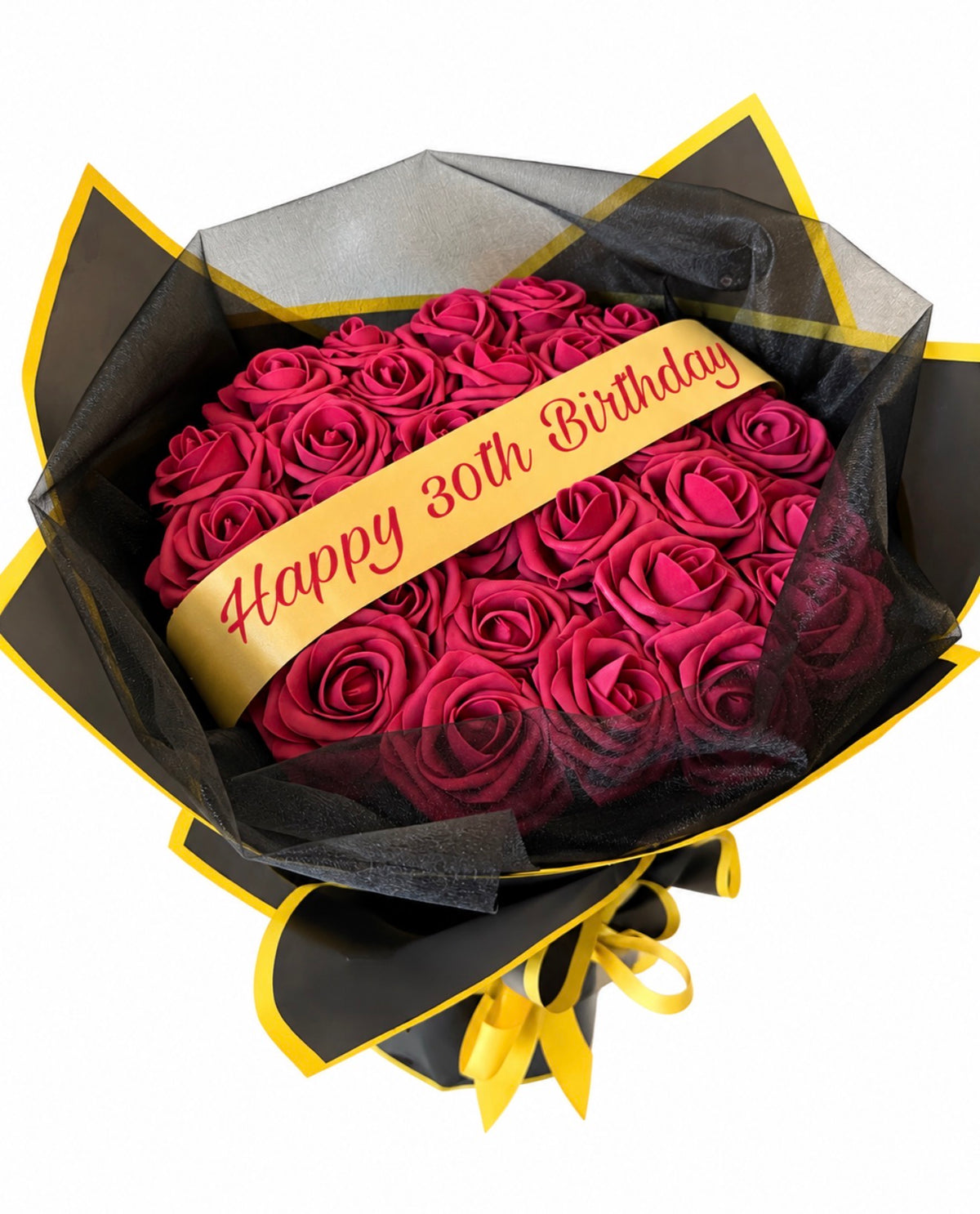 Classic Red Rose Bouquet With Personalised Banner Gift