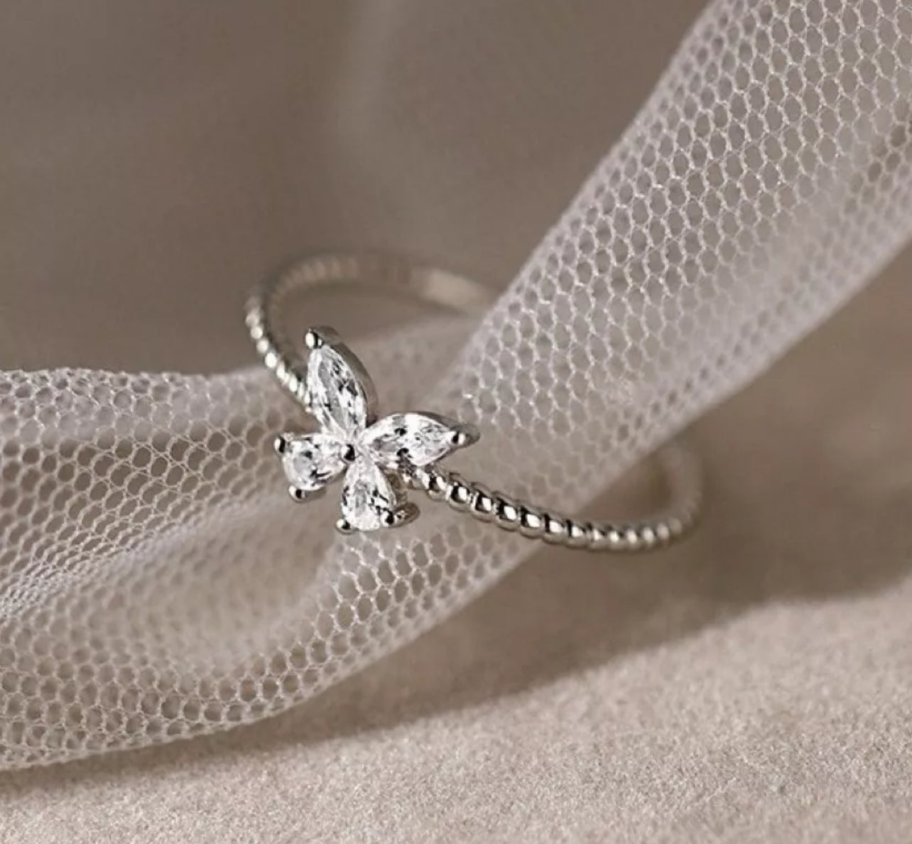 925 Sterling Silver Adjustable Butterfly Ring