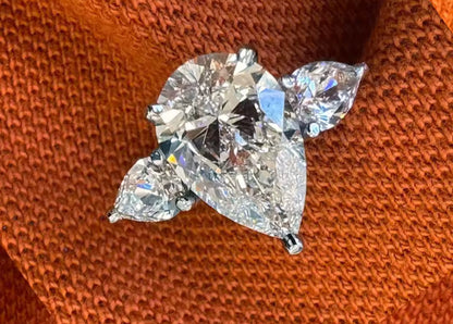 2 Carat Moissanite Pear Cut Statement Engagement Ring