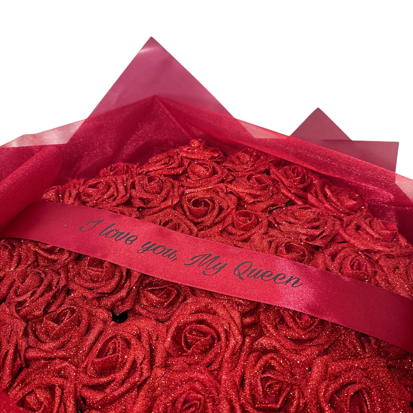 Red Glitter Rose Personalised Any Message Bouquet