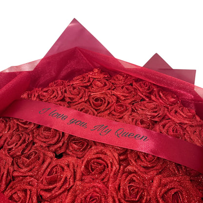 Red Glitter Rose Personalised Any Message Bouquet