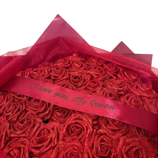 Red Glitter Rose Personalised Any Message Bouquet