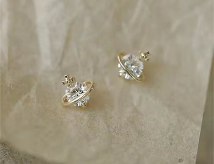 9K Gold Celestial Crystal Stud Earrings