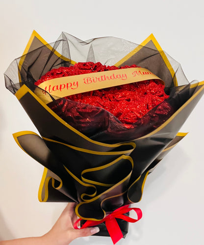 Glitter Rose Personalised Flower Bouquet Gift