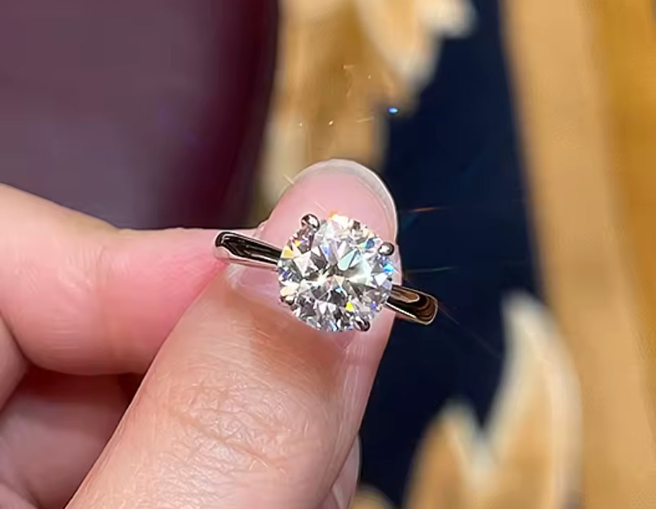 2 Carat Moissanite Round Cut Statement Engagement Ring Set