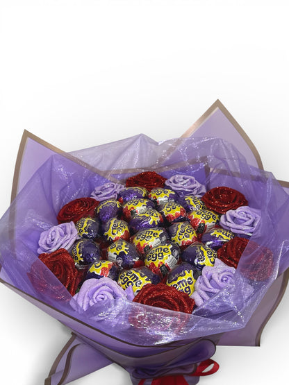 Crème Egg Chocolate Glitter Rose Bouquet - Blooming Gifts