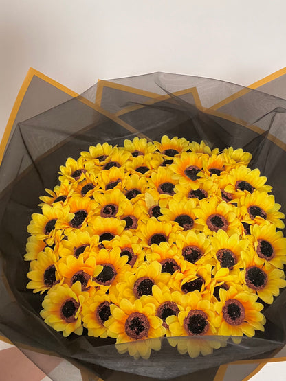 50 Sunflower Flower Bouquet Yellow Black