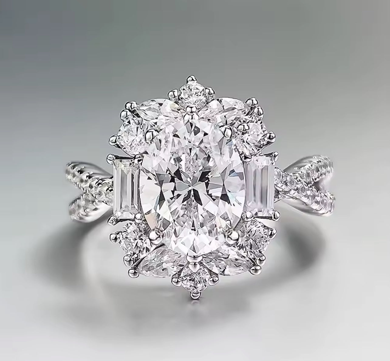 2 Carat Moissanite Oval Cut Statement Engagement Ring